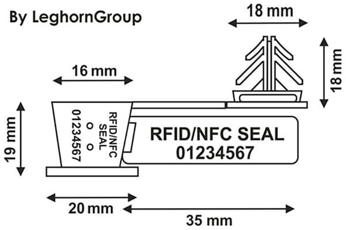 wire plastic seal rfid anchorflag technical drawing