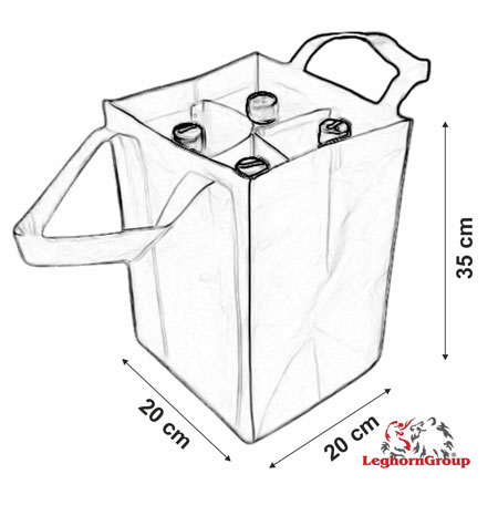 Bucharest woven polyethylene bottle carrier Reusable Security bags for 4 wine bottles transport